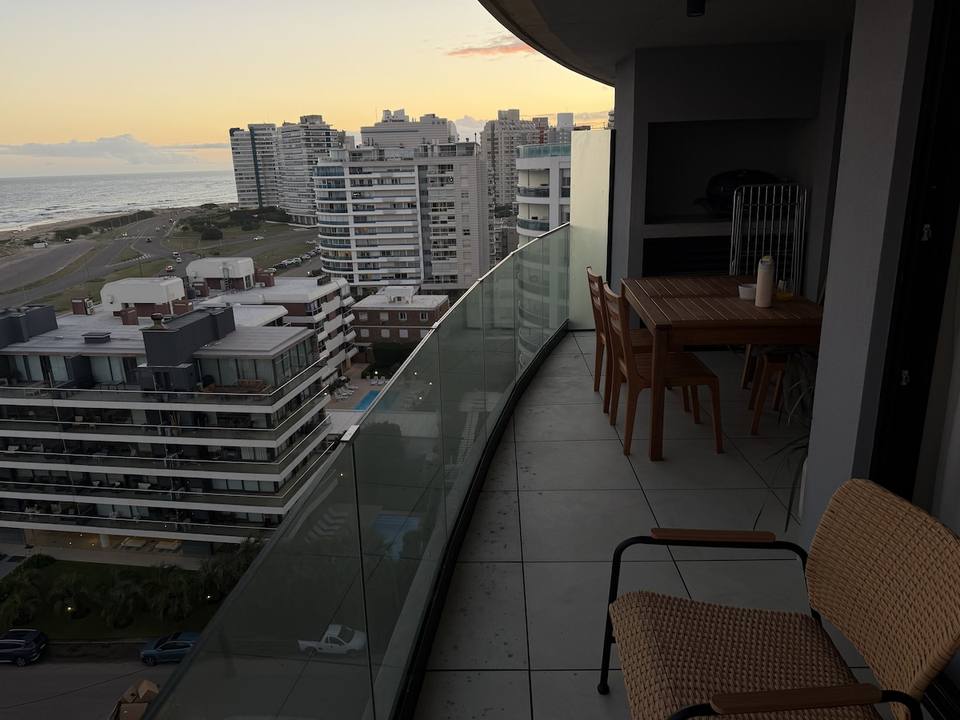Large balcony with grill and table