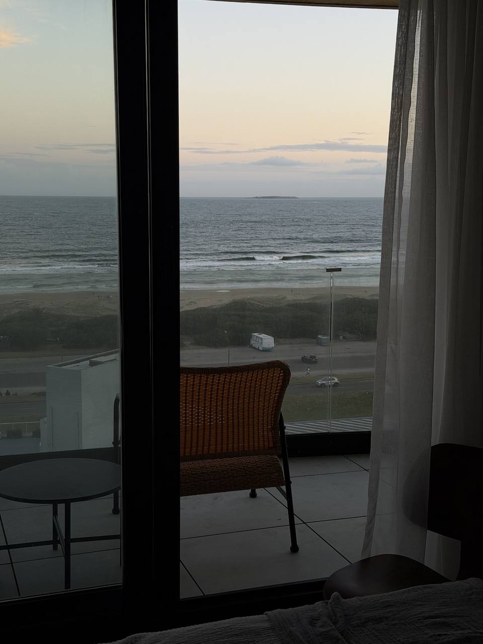 Sea view with island and city