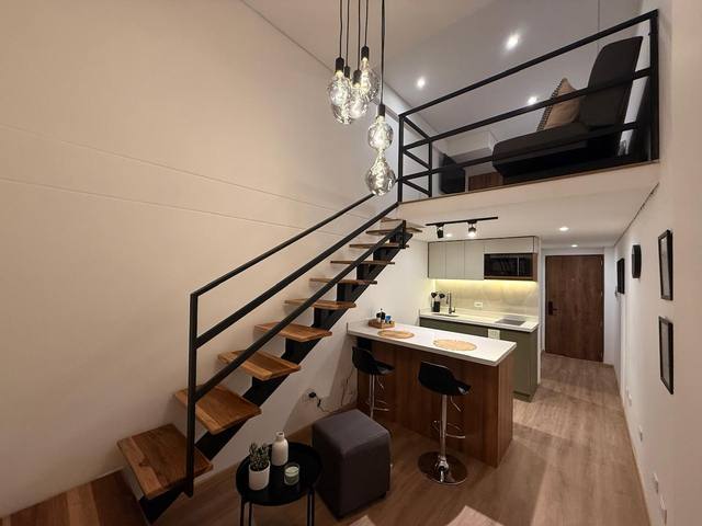 Modern social space with double-height ceilings