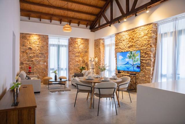 Integrated living and dining area