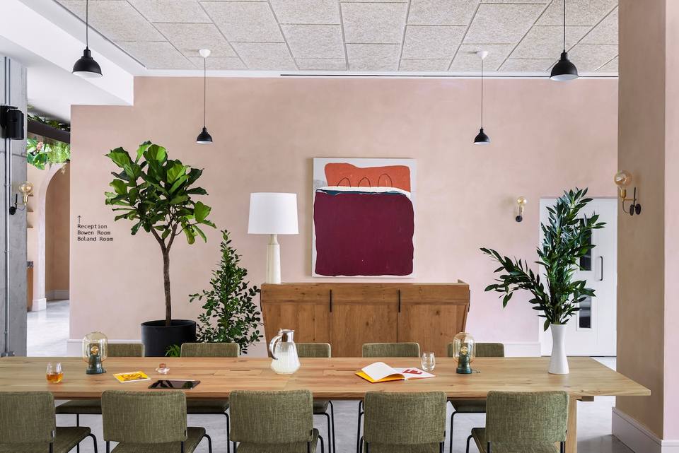 Coworking space and cafe in the lobby