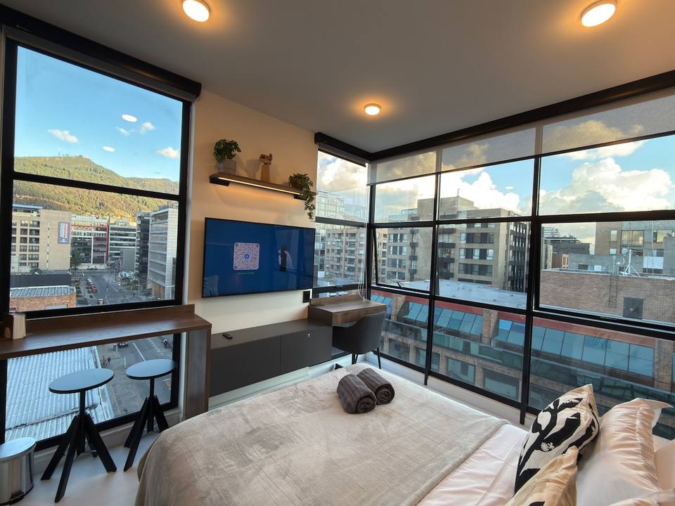 Panoramic view of the studio and the hills